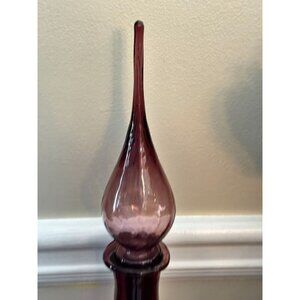 Vintage Purple Amethyst Empoli Glass Genie Bottle Stopper 9" - ONLY